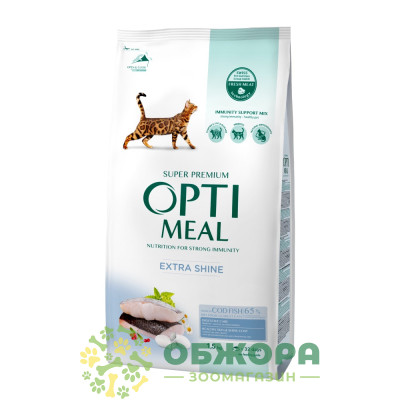 Optimeal Extra Shine Cod Fish сухой корм для котов для шерсти и кожи, с треской_1