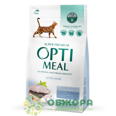 Optimeal Extra Shine Cod Fish сухой корм для котов для шерсти и кожи, с треской