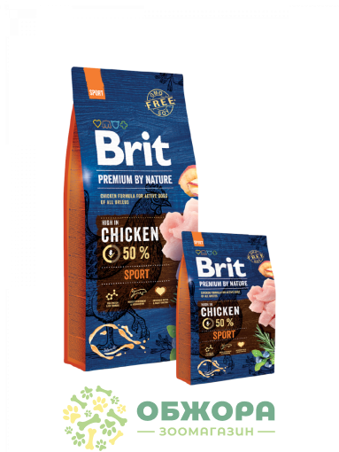 Brit Premium Sport Chicken сухой корм для активных собак с курицей_1