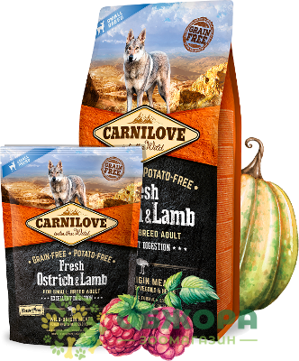 Carnilove GF Excellent Digestion Small Ostrich, Lamb беззерновой сухой корм для собак малых пород, со страусом и ягненком_2
