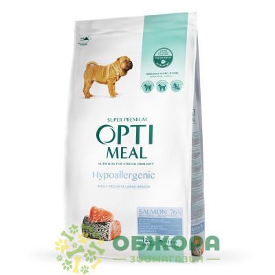 Optimeal Hypoallergenic Medium, Large Salmon сухой корм для собак средних и крупных пород, гипоаллергенный, с лососем_2
