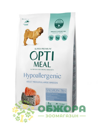 Optimeal Hypoallergenic Medium, Large Salmon сухой корм для собак средних и крупных пород, гипоаллергенный, с лососем_1