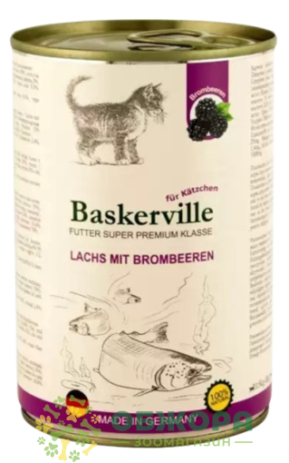 Baskerville Katzchen Lachs mit Brombeeren
