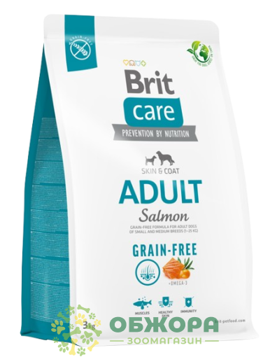 Brit Care GF Small, Medium Salmon беззерновой сухой корм для собак малых и средних пород, для кожи и шерсти, с лососем_1