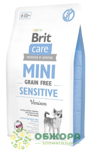 Brit Care GF Sensitive Mini Venison беззерновой сухой корм для собак миниатюрных пород с чувствительным пищеварением, гипоалерный с оленем_1