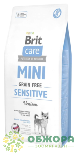 Brit Care GF Sensitive Mini Venison беззерновой сухой корм для собак миниатюрных пород с чувствительным пищеварением, гипоалерный с оленем_2
