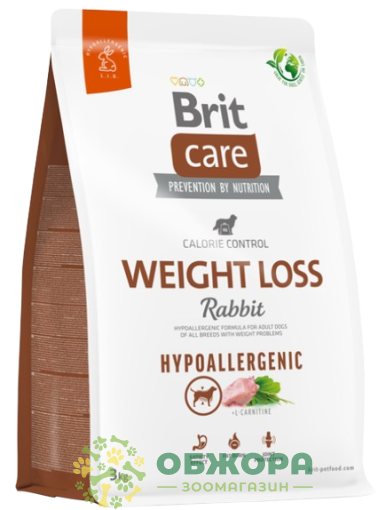 Brit Care Hypoallergenic Weight Loss Rabbit сухой корм для собак с чувствительным пищеварением, контроль веса, гипоаллергенный, с кроликом_1