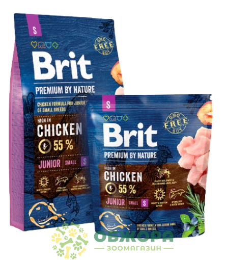 Brit Premium Junior S Chicken сухой корм для щенков малых пород, с курицей_1