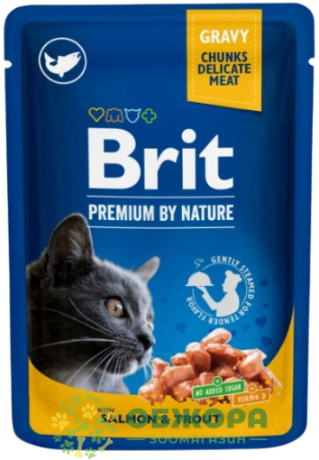 Brit Premium Salmon, Trout вологий корм для котів, в соусі з лососем та фореллю