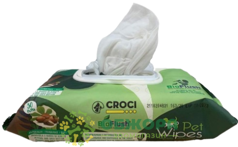 Croci ECO Almond, Shea серветки для котів та собак, для догляду за шкірою та шерстю_1