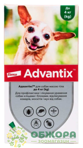 Краплі Адвантікс (Advantix) для собак до 4 кг, 0.4 мл
