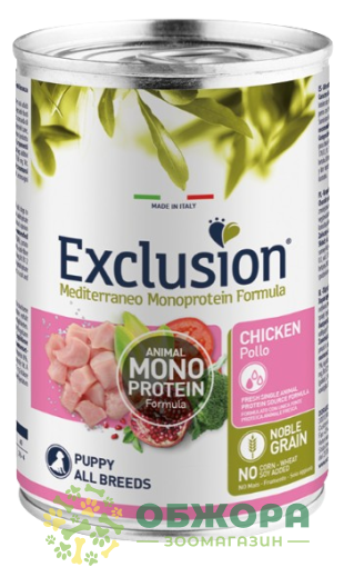 Exclusion MonoProtein Puppy Chicken безглютеновий вологий корм для цуценят, мус з куркою