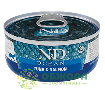 Farmina N&D Ocean GF Tuna, Salmon беззерновий вологий корм для котів, паштет з тунцем та лососем