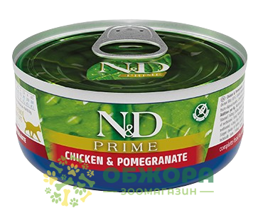Farmina N&D Prime GF Chicken беззерновий вологий корм для котів, паштет з куркою та гранатом