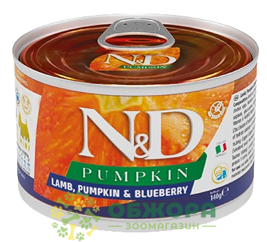 Farmina N&D Pumpkin GF Mini Lamb беззерновий вологий корм для собак мініатюрних порід, в соусі з ягням, гарбузом та чорницею