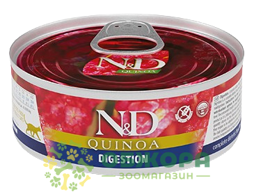 Farmina N&D Quinoa GF Digestion Lamb беззерновий вологий корм для котів, з чутливим травленням, паштет з ягням та кіноа