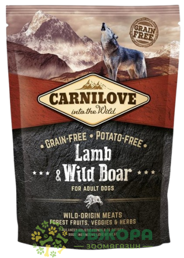 Carnilove GF Lamb, Wild Boar беззерновий сухий корм для собак, з ягням та диким кабаном