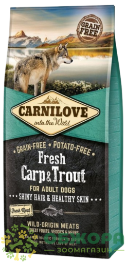 Carnilove GF Hair and Skin Carp, Trout сухой беззерновой корм для собак, для шерсти и кожи, с карпом и форелью_1