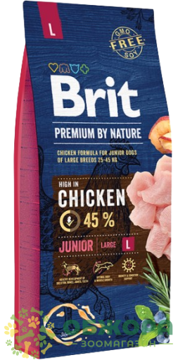 Brit Premium Junior L Chicken сухой корм для юниоров больших пород, с курицей_1