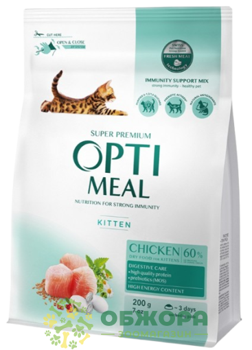 Optimeal Kitten Chicken 200+200 г сухой корм для котят, с курицей