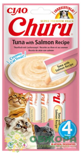 Inaba Churu Grain Free ласощі для котів, крем-паста з тунцем та лососем