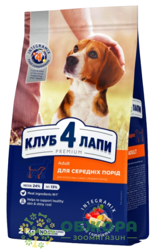 Клуб 4 Лапи сухий корм для собак середніх порід, з куркою