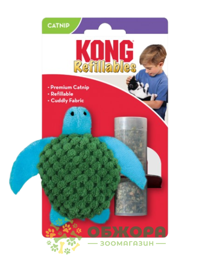 Kong Refillables черепаха для котів, зі змінним блоком котячої м'яти