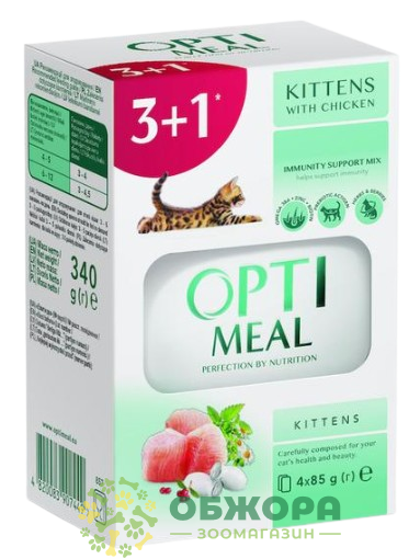 Optimeal Kitten Chicken 3+1 набір вологого корму для кошенят, з куркою
