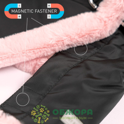 Pet Fashion Mery куртка для собак, на магнитах, черно-розовая_5