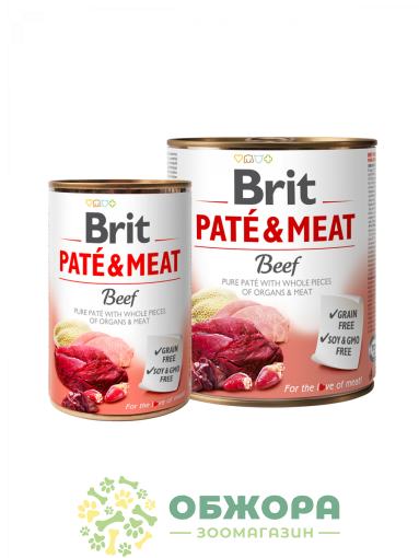 Brit Pate and Meat GF Beef беззерновой влажный корм для собак, паштет с говядиной_1