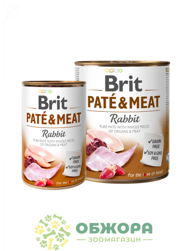 Brit Pate and Meat GF Rabbit беззерновой влажный корм для собак, паштет с кроликом_1