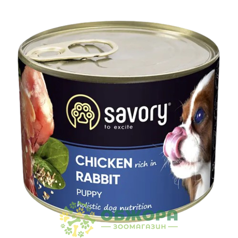 Savory Puppy Chicken, Rabbit влажный корм для щенков, с курицей и кроликом_1