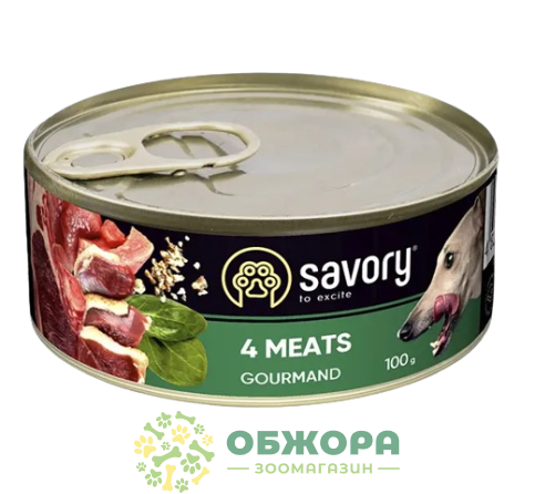 Savory Gourmand 4 Meats вологий корм для вибагливих собак, паштет з чотирма видами м'яса