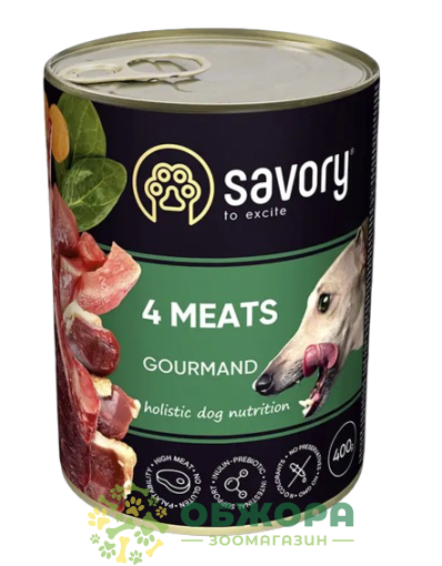 Savory Gourmand 4 Meats вологий корм для вибагливих собак, паштет з чотирма видами м'яса_2