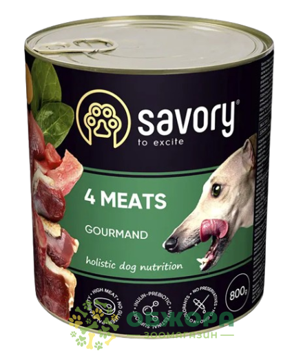 Savory Gourmand 4 Meats вологий корм для вибагливих собак, паштет з чотирма видами м'яса_3