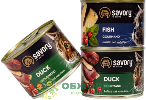 Savory Gourmand Fresh Turkey and Duck сухий корм для вибагливих котів, з індичкою та качкою + вологий корм Duck pate та Fish pate_2