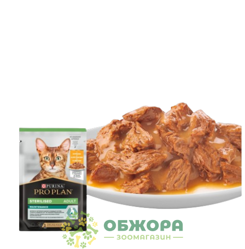 Purina Pro Plan Sterilised Maintenance Chicken вологий корм для стерилізованих котів, в підливці з куркою_1