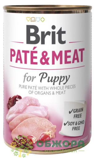 Brit Pate and Meat GF Puppy Chicken, Turkey беззерновий вологий корм для цуценят, паштет з куркою та індичкою