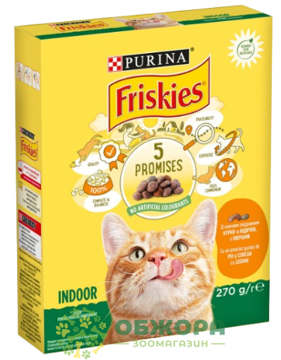 Friskies Indoor Chicken, Turkey сухой корм для котов, проживающих в помещении, с курицей, индейкой и овощами