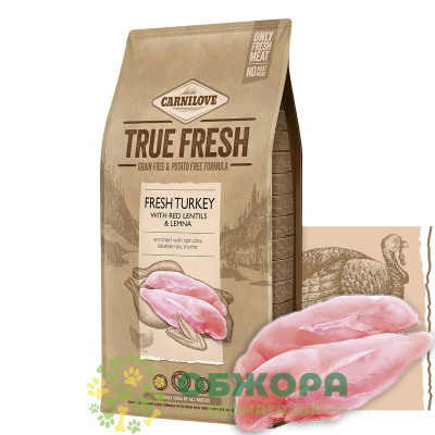 Carnilove True Fresh Turkey сухой корм для собак, с индейкой, горохом и чечевицей_1
