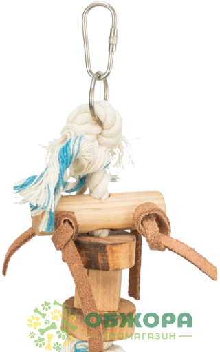 Trixie 58844 подвесная игрушка для птиц, с кожаными лентами_1