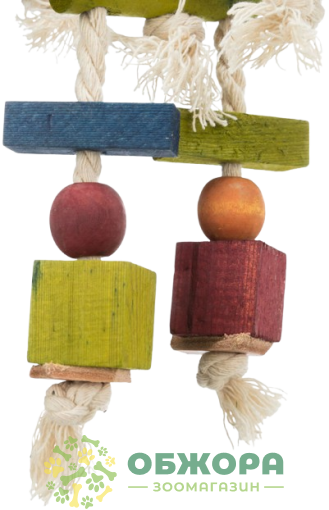 Trixie 58985 вертикальная игрушка для птиц, с канатом и кожей_3
