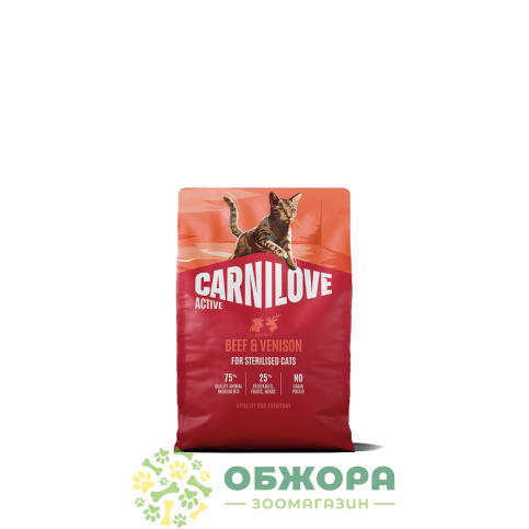 Carnilove GF Sterilised Beef, Venison сухой корм для стерилизованных_1