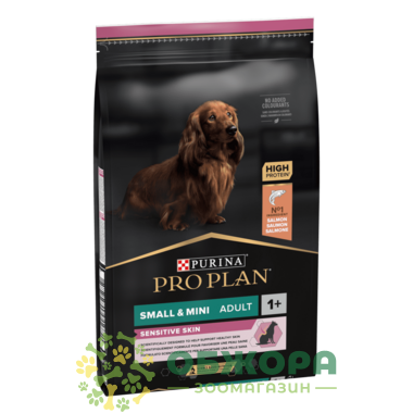 Purina Pro Plan Sensitive Skin Small, Mini Salmon сухой корм для собак малых и миниатюрных пород с чувствительной кожей, с лососем