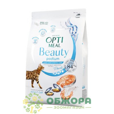 Optimeal Beauty Podium Coat, Dental Salmon сухой корм для котов, для шерсти и кожи, для зубов, с лососем