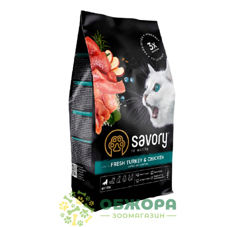 Savory Kitten Fresh Turkey, Chicken сухой корм для котят с индейкой и курицей