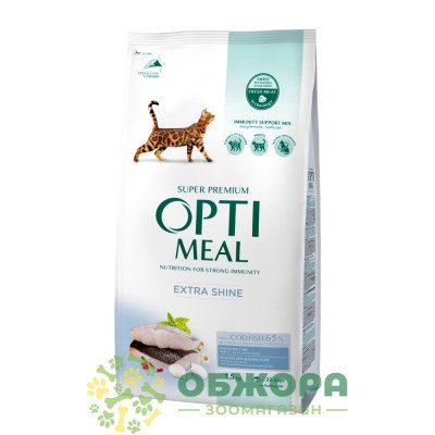 Optimeal Extra Shine Cod Fish сухий корм для котів для шерсті та шкіри, з тріскою_1