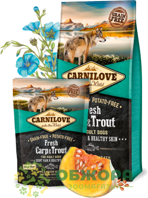 Carnilove GF Hair and Skin Carp, Trout сухой беззерновой корм для собак, для шерсти и кожи, с карпом и форелью_2