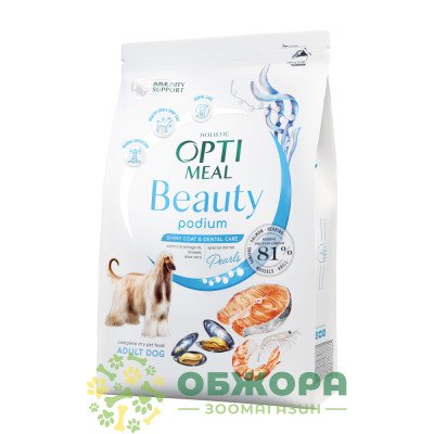 Optimeal Beauty Podium Coat, Dental Salmon сухой корм для собак, для зубов, для шерсти и кожи, с лососем