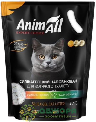 AnimAll силікагелевий наповнювач для котячого туалету, з індикатором PH